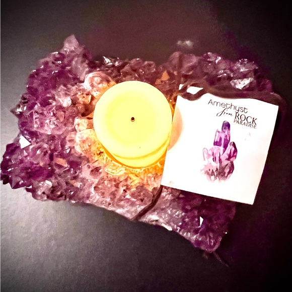 Amethyst Candle Holder “Rock Paradise” Hand-Crafted Authentic Made in Brazil NWT - Picture 3 of 12